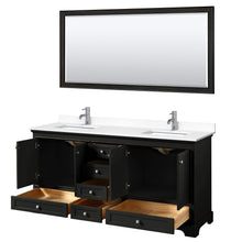 Load image into Gallery viewer, Wyndham Collection Vanity Wyndham Collection WCS202072DDEWCUNSM70 Deborah 72 Inch Double Bathroom Vanity in Dark Espresso, White Cultured Marble Countertop, Undermount Square Sinks, 70 Inch Mirror