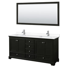 Load image into Gallery viewer, Wyndham Collection Vanity Wyndham Collection WCS202072DDEWCUNSM70 Deborah 72 Inch Double Bathroom Vanity in Dark Espresso, White Cultured Marble Countertop, Undermount Square Sinks, 70 Inch Mirror