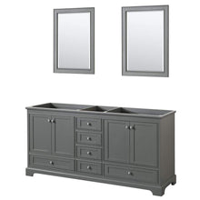 Load image into Gallery viewer, Wyndham Collection Vanity Wyndham Collection WCS202072DKGCXSXXM24 Deborah 72 Inch Double Bathroom Vanity in Dark Gray, No Countertop, No Sinks, and 24 Inch Mirrors