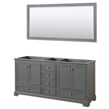 Load image into Gallery viewer, Wyndham Collection Vanity Wyndham Collection WCS202072DKGCXSXXM70 Deborah 72 Inch Double Bathroom Vanity in Dark Gray, No Countertop, No Sinks, and 70 Inch Mirror