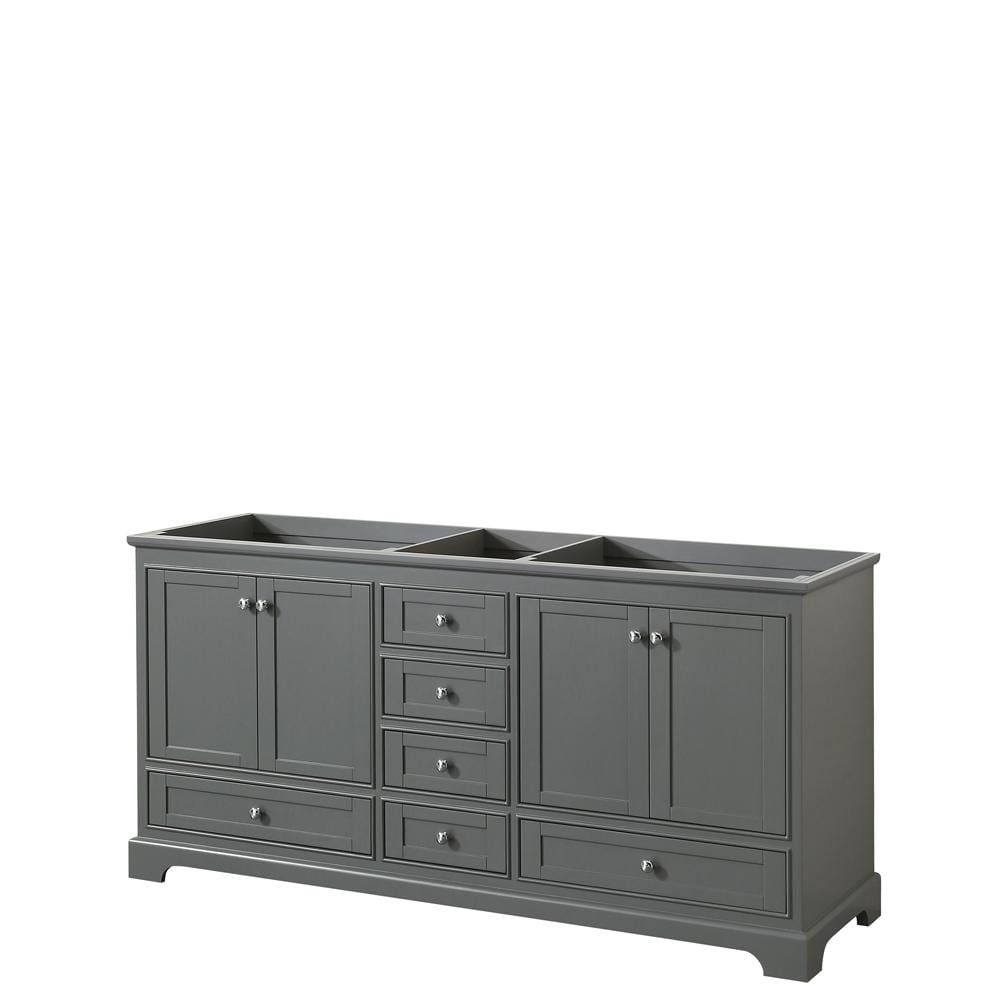 Wyndham Collection Vanity Wyndham Collection WCS202072DKGCXSXXMXX Deborah 72 Inch Double Bathroom Vanity in Dark Gray, No Countertop, No Sinks, and No Mirrors