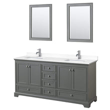 Load image into Gallery viewer, Wyndham Collection Vanity Wyndham Collection WCS202072DKGWCUNSM24 Deborah 72 Inch Double Bathroom Vanity in Dark Gray, White Cultured Marble Countertop, Undermount Square Sinks, 24 Inch Mirrors