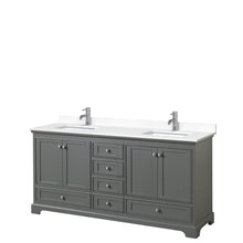 Load image into Gallery viewer, Wyndham Collection Vanity Wyndham Collection WCS202072DKGWCUNSMXX Deborah 72 Inch Double Bathroom Vanity in Dark Gray, White Cultured Marble Countertop, Undermount Square Sinks, No Mirrors