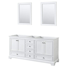 Load image into Gallery viewer, Wyndham Collection Vanity Wyndham Collection WCS202072DWHCXSXXM24 Deborah 72 Inch Double Bathroom Vanity in White, No Countertop, No Sinks, and 24 Inch Mirrors