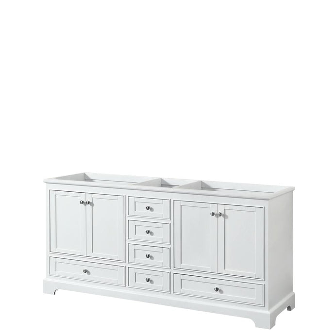 Wyndham Collection Vanity Wyndham Collection WCS202072DWHCXSXXMXX Deborah 72 Inch Double Bathroom Vanity in White, No Countertop, No Sinks, and No Mirrors