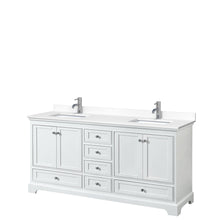 Load image into Gallery viewer, Wyndham Collection Vanity Wyndham Collection WCS202072DWHWCUNSMXX Deborah 72 Inch Double Bathroom Vanity in White, White Cultured Marble Countertop, Undermount Square Sinks, No Mirrors