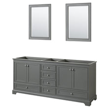 Load image into Gallery viewer, Wyndham Collection Vanity Wyndham Collection WCS202080DKGCXSXXM24 Deborah 80 Inch Double Bathroom Vanity in Dark Gray, No Countertop, No Sinks, and 24 Inch Mirrors