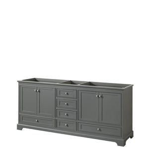 Wyndham Collection Vanity Wyndham Collection WCS202080DKGCXSXXMXX Deborah 80 Inch Double Bathroom Vanity in Dark Gray, No Countertop, No Sinks, and No Mirrors