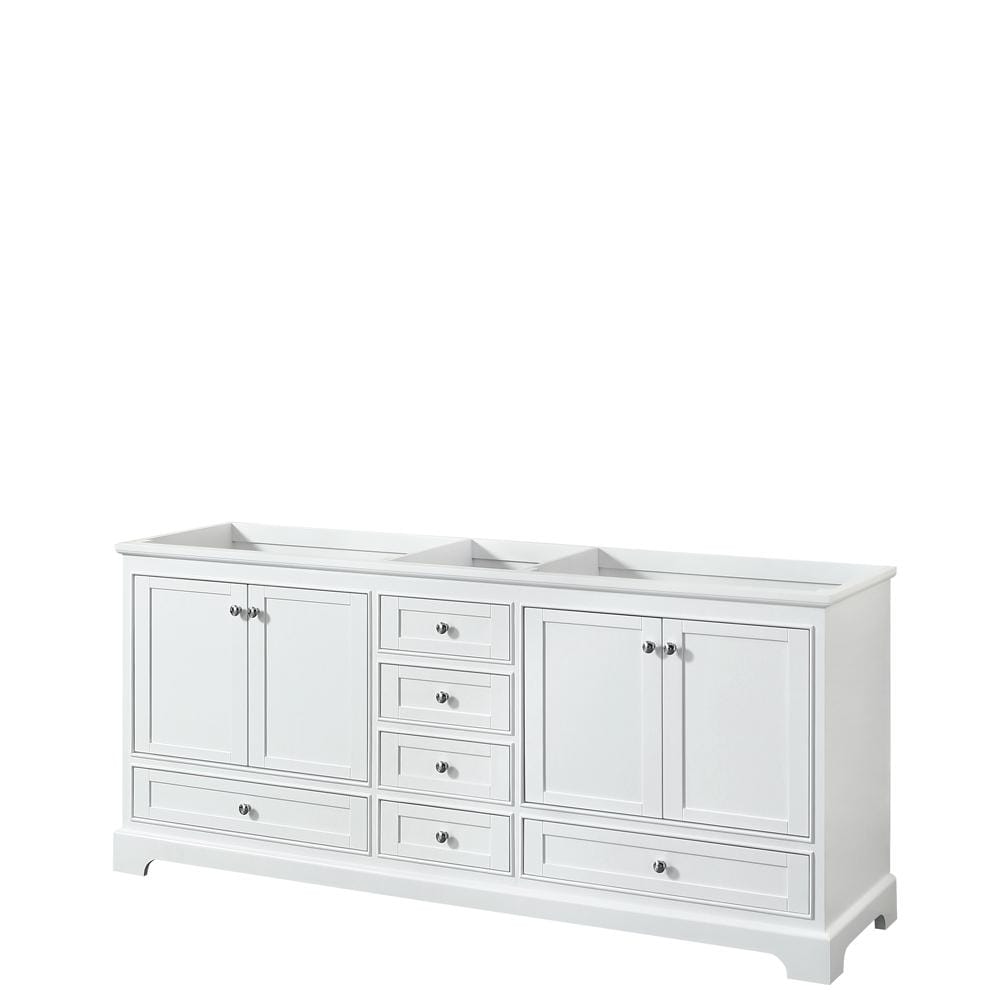 Wyndham Collection Vanity Wyndham Collection WCS202080DWHCXSXXMXX Deborah 80 Inch Double Bathroom Vanity in White, No Countertop, No Sinks, and No Mirrors