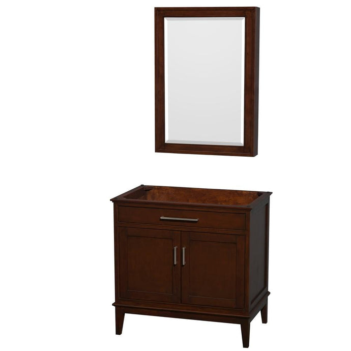 Wyndham Collection Vanity Wyndham Collection WCV161636SCDCXSXXMED Hatton 36 Inch Single Bathroom Vanity in Dark Chestnut, No Countertop, No Sink, and Medicine Cabinet