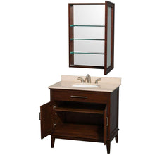 Load image into Gallery viewer, Wyndham Collection Vanity Wyndham Collection WCV161636SCDIVUNRMED Hatton 36 Inch Single Bathroom Vanity in Dark Chestnut, Ivory Marble Countertop, Undermount Oval Sink, and Medicine Cabinet