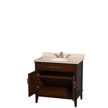 Load image into Gallery viewer, Wyndham Collection Vanity Wyndham Collection WCV161636SCDIVUNRMXX Hatton 36 Inch Single Bathroom Vanity in Dark Chestnut, Ivory Marble Countertop, Undermount Oval Sink, and No Mirror