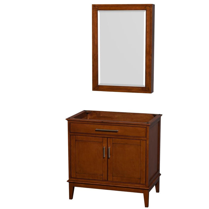 Wyndham Collection Vanity Wyndham Collection WCV161636SCLCXSXXMED Hatton 36 Inch Single Bathroom Vanity in Light Chestnut, No Countertop, No Sink, and Medicine Cabinet