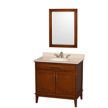 Load image into Gallery viewer, Wyndham Collection Vanity Wyndham Collection WCV161636SCLIVUNRM24 Hatton 36 Inch Single Bathroom Vanity in Light Chestnut, Ivory Marble Countertop, Undermount Oval Sink, and 24 Inch Mirror