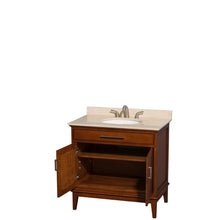 Load image into Gallery viewer, Wyndham Collection Vanity Wyndham Collection WCV161636SCLIVUNRMXX Hatton 36 Inch Single Bathroom Vanity in Light Chestnut, Ivory Marble Countertop, Undermount Oval Sink, and No Mirror