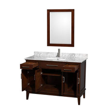 Load image into Gallery viewer, Wyndham Collection Vanity Wyndham Collection WCV161648SCDCMUNSM24 Hatton 48 Inch Single Bathroom Vanity in Dark Chestnut, White Carrara Marble Countertop, Undermount Square Sink, and 24 Inch Mirror