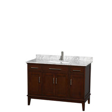 Load image into Gallery viewer, Wyndham Collection Vanity Wyndham Collection WCV161648SCDCMUNSMXX Hatton 48 Inch Single Bathroom Vanity in Dark Chestnut, White Carrara Marble Countertop, Undermount Square Sink, and No Mirror