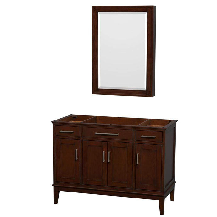 Wyndham Collection Vanity Wyndham Collection WCV161648SCDCXSXXMED Hatton 48 Inch Single Bathroom Vanity in Dark Chestnut, No Countertop, No Sink, and Medicine Cabinet
