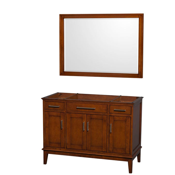 Wyndham Collection Vanity Wyndham Collection WCV161648SCLCXSXXM44 Hatton 48 Inch Single Bathroom Vanity in Light Chestnut, No Countertop, No Sink, and 44 Inch Mirror
