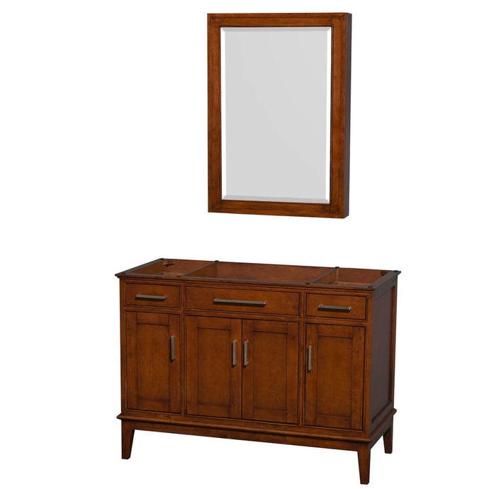 Wyndham Collection Vanity Wyndham Collection WCV161648SCLCXSXXMED Hatton 48 Inch Single Bathroom Vanity in Light Chestnut, No Countertop, No Sink, and Medicine Cabinet