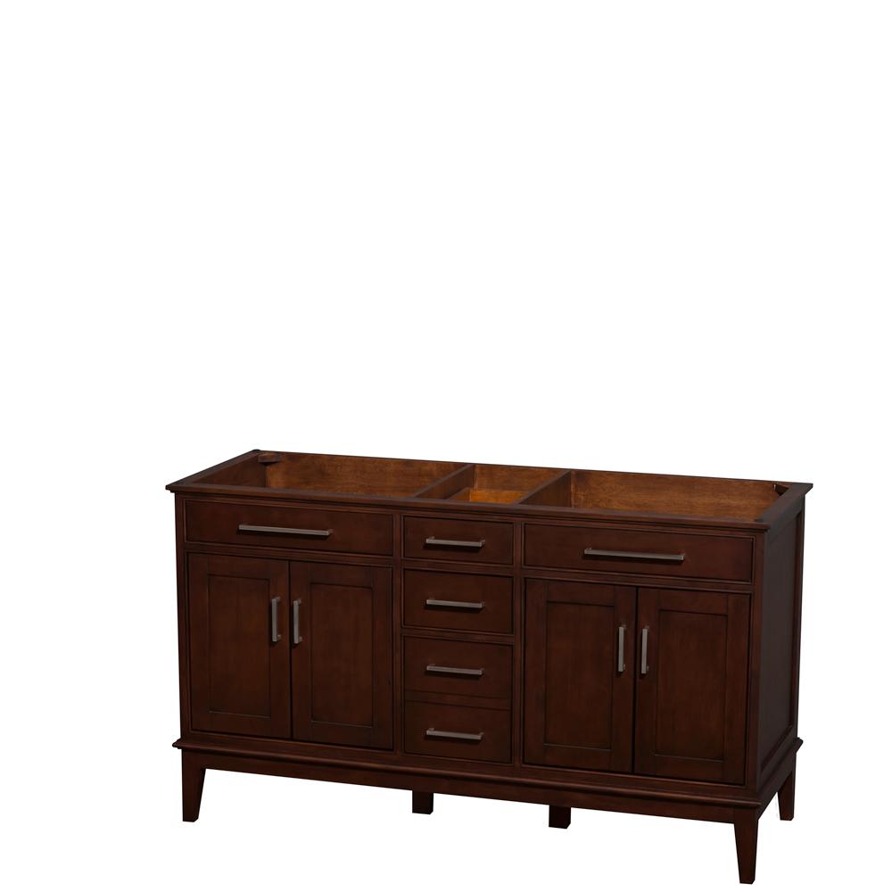 Wyndham Collection Vanity Wyndham Collection WCV161660DCDCXSXXMXX Hatton 60 Inch Double Bathroom Vanity in Dark Chestnut, No Countertop, No Sinks, and No Mirror