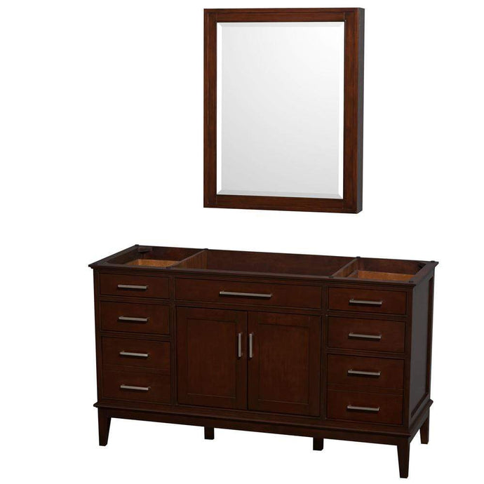 Wyndham Collection Vanity Wyndham Collection WCV161660SCDCXSXXMED Hatton 60 Inch Single Bathroom Vanity in Dark Chestnut, No Countertop, No Sink, and Medicine Cabinet