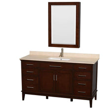 Load image into Gallery viewer, Wyndham Collection Vanity Wyndham Collection WCV161660SCDIVUNSMED Hatton 60 Inch Single Bathroom Vanity in Dark Chestnut, Ivory Marble Countertop, Undermount Square Sink, and Medicine Cabinet