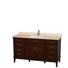 Load image into Gallery viewer, Wyndham Collection Vanity Wyndham Collection WCV161660SCDIVUNSMXX Hatton 60 Inch Single Bathroom Vanity in Dark Chestnut, Ivory Marble Countertop, Undermount Square Sink, and No Mirror