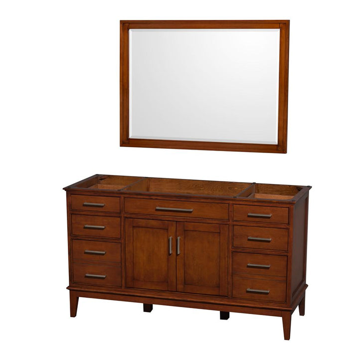 Wyndham Collection Vanity Wyndham Collection WCV161660SCLCXSXXM44 Hatton 60 Inch Single Bathroom Vanity in Light Chestnut, No Countertop, No Sink, and 44 Inch Mirror