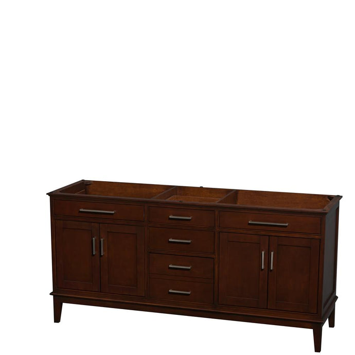 Wyndham Collection Vanity Wyndham Collection WCV161672DCDCXSXXMXX Hatton 72 Inch Double Bathroom Vanity in Dark Chestnut, No Countertop, No Sinks, and No Mirror