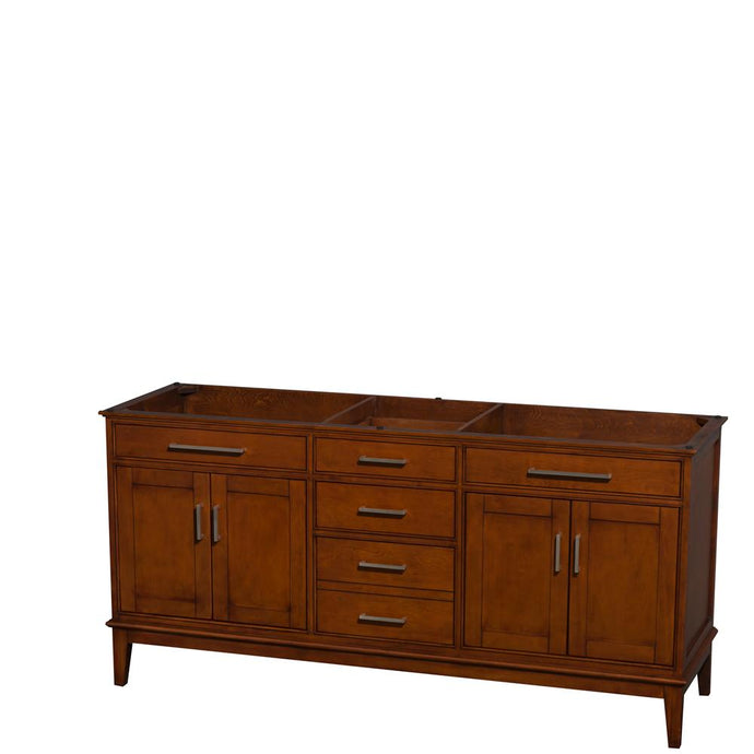 Wyndham Collection Vanity Wyndham Collection WCV161672DCLCXSXXMXX Hatton 72 Inch Double Bathroom Vanity in Light Chestnut, No Countertop, No Sinks, and No Mirror
