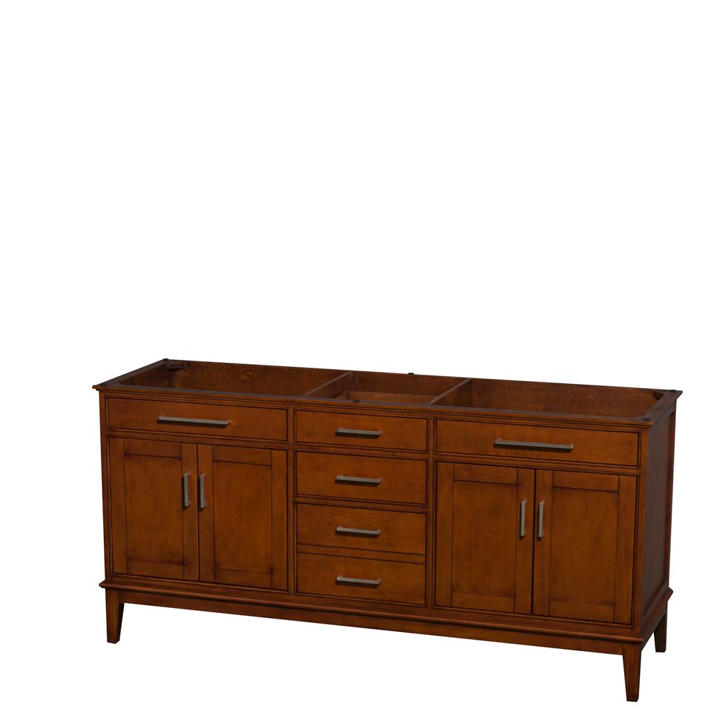 Wyndham Collection Vanity Wyndham Collection WCV161672DCLCXSXXMXX Hatton 72 Inch Double Bathroom Vanity in Light Chestnut, No Countertop, No Sinks, and No Mirror