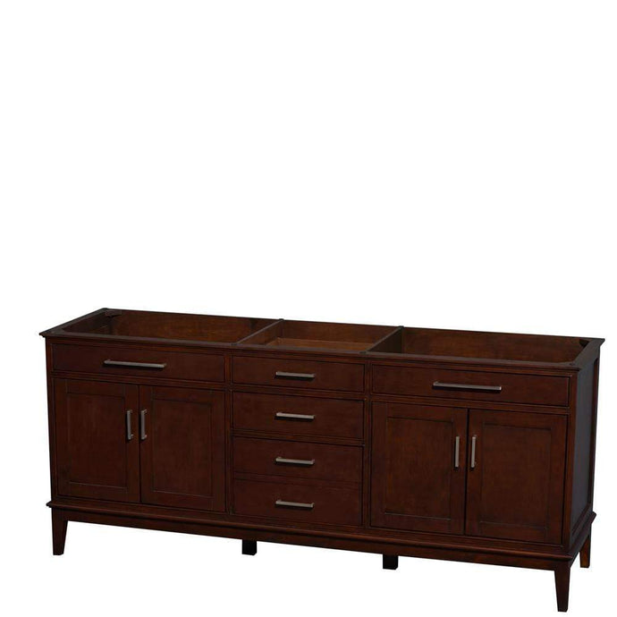 Wyndham Collection Vanity Wyndham Collection WCV161680DCDCXSXXMXX Hatton 80 Inch Double Bathroom Vanity in Dark Chestnut, No Countertop, No Sinks, and No Mirror