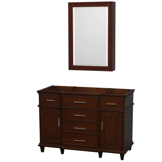 Wyndham Collection Vanity Wyndham Collection WCV171748SCDCXSXXMED Berkeley 48 Inch Single Bathroom Vanity in Dark Chestnut, No Countertop, No Sink, 24 Inch Medicine Cabinet