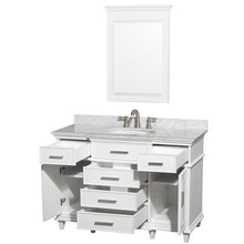 Load image into Gallery viewer, Wyndham Collection Vanity Wyndham Collection WCV171748SWHCMUNRM24 Berkeley 48 Inch Single Bathroom Vanity in White with White Carrara Marble Top with White Undermount Oval Sink and 24 Inch Mirror
