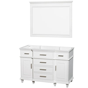 Wyndham Collection Vanity Wyndham Collection WCV171748SWHCXSXXM44 Berkeley 48 Inch Single Bathroom Vanity in White with No Countertop and No Sink and 44 Inch Mirror