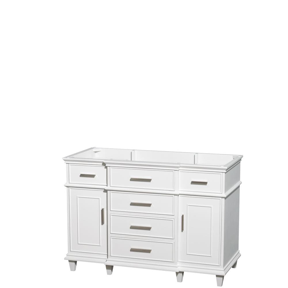 Wyndham Collection Vanity Wyndham Collection WCV171748SWHCXSXXMXX Berkeley 48 Inch Single Bathroom Vanity in White with No Countertop, No Sink, No Mirror