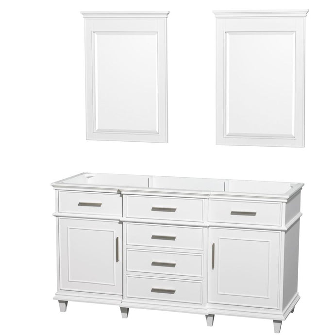 Wyndham Collection Vanity Wyndham Collection WCV171760DWHCXSXXM24 Berkeley 60 Inch Double Bathroom Vanity in White with No Countertop and No Sinks and 24 Inch Mirrors