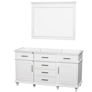 Wyndham Collection Vanity Wyndham Collection WCV171760SWHCXSXXM44 Berkeley 60 Inch Single Bathroom Vanity in White with No Countertop and No Sink and 44 Inch Mirror