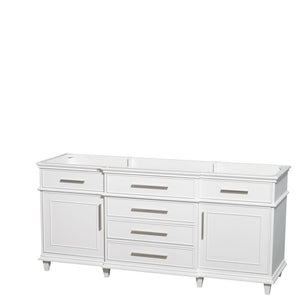Wyndham Collection Vanity Wyndham Collection WCV171772DWHCXSXXMXX Berkeley 72 Inch Double Bathroom Vanity in White with No Countertop, No Sinks, No Mirror