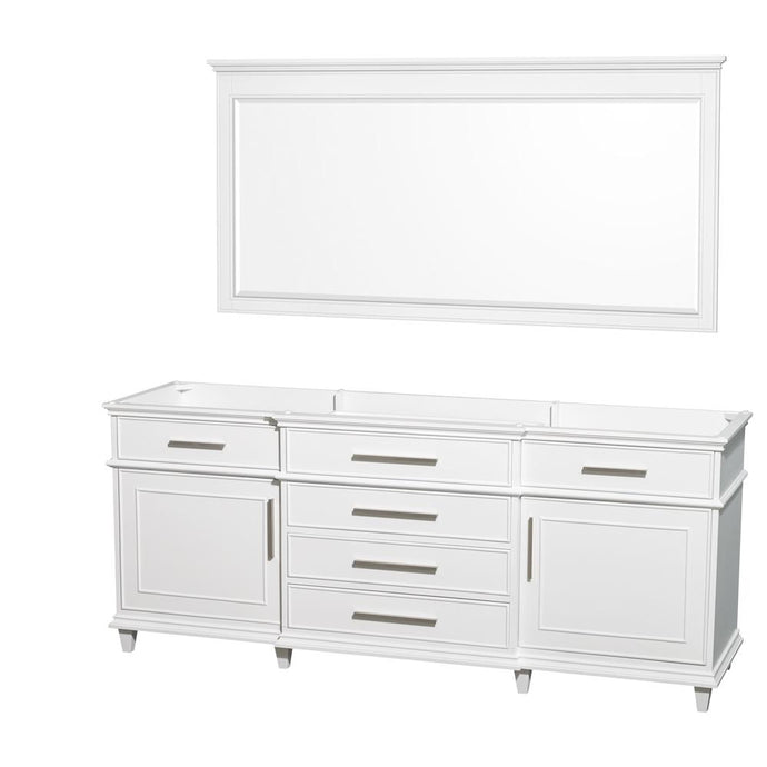 Wyndham Collection Vanity Wyndham Collection WCV171780DWHCXSXXM70 Berkeley 80 Inch Double Bathroom Vanity in White with No Countertop and No Sinks and 70 Inch Mirror