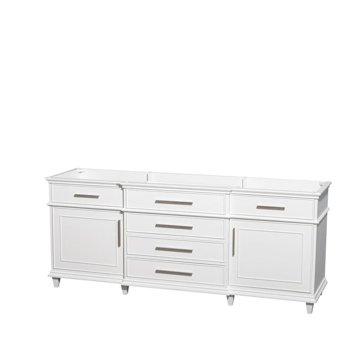 Wyndham Collection Vanity Wyndham Collection WCV171780DWHCXSXXMXX Berkeley 80 Inch Double Bathroom Vanity in White with No Countertop, No Sinks, No Mirror