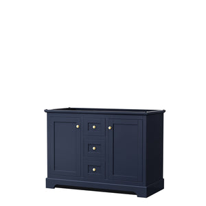 Wyndham Collection Vanity Wyndham Collection WCV232348DBLCXSXXMXX Avery 48 Inch Double Bathroom Vanity in Dark Blue, No Countertop, No Sinks, No Mirror