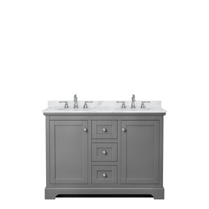 Wyndham Collection Vanity Wyndham Collection WCV232348DKGCMUNOMXX Avery 48 Inch Double Bathroom Vanity in Dark Gray, White Carrara Marble Countertop, Undermount Oval Sinks, No Mirror