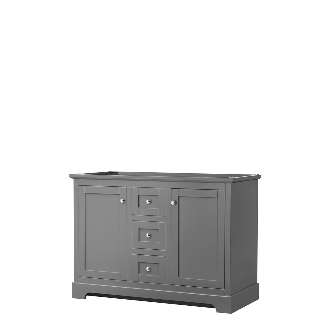 Wyndham Collection Vanity Wyndham Collection WCV232348DKGCXSXXMXX Avery 48 Inch Double Bathroom Vanity in Dark Gray, No Countertop, No Sinks, No Mirror