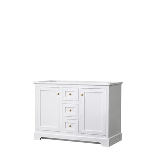 Wyndham Collection Vanity Wyndham Collection WCV232348DWGCXSXXMXX Avery 48 Inch Double Bathroom Vanity in White, No Countertop, No Sinks, Brushed Gold Trim