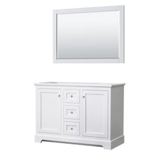 Load image into Gallery viewer, Wyndham Collection Vanity Wyndham Collection WCV232348DWHCXSXXM46 Avery 48 Inch Double Bathroom Vanity in White, No Countertop, No Sinks, 46 Inch Mirror