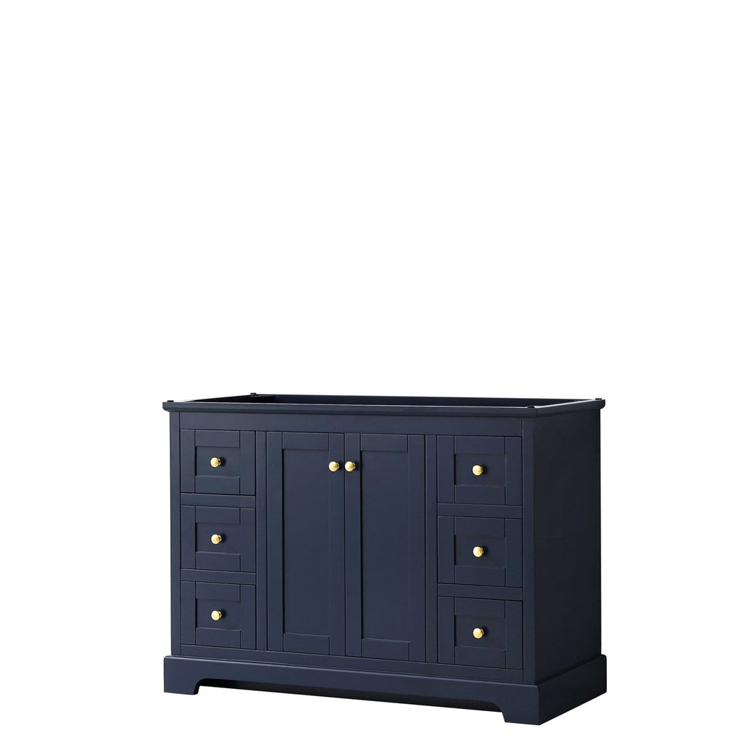 Wyndham Collection Vanity Wyndham Collection WCV232348SBLCXSXXMXX Avery 48 Inch Single Bathroom Vanity in Dark Blue, No Countertop, No Sink, and No Mirror