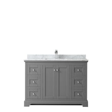 Load image into Gallery viewer, Wyndham Collection Vanity Wyndham Collection WCV232348SKGCMUNSMXX Avery 48 Inch Single Bathroom Vanity in Dark Gray, White Carrara Marble Countertop, Undermount Square Sink, and No Mirror