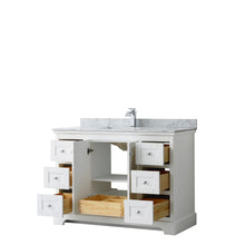 Load image into Gallery viewer, Wyndham Collection Vanity Wyndham Collection WCV232348SWHCMUNSMXX Avery 48 Inch Single Bathroom Vanity in White, White Carrara Marble Countertop, Undermount Square Sink, and No Mirror